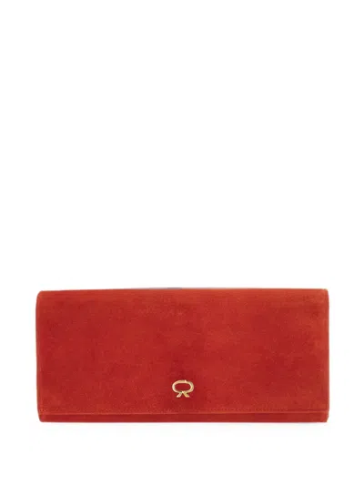 Gianvito Rossi Monica Suede Clutch Bag In Red