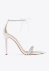 Gianvito Rossi Montecarlo Crystal-embellished Suede And Satin Sandals In White