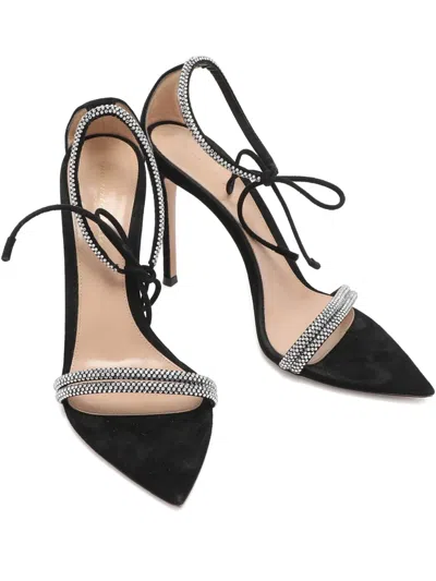 Pre-owned Gianvito Rossi Montecarlo Crystal-embellished Sandals In Black