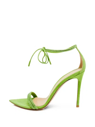 Pre-owned Gianvito Rossi Montecarlo Crystal Sandals In Green