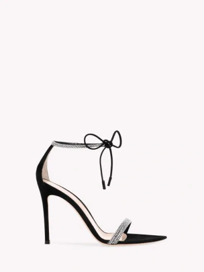 Gianvito Rossi Camnero 105 Crystal-embellished Suede Sandals In Black
