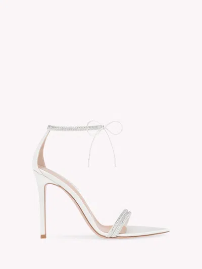 Gianvito Rossi Montecarlo Crystal-embellished Suede And Satin Sandals In White