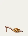 Gianvito Rossi Multi Leather Stiletto Slide Sandals In Chocolate Orange Mekong