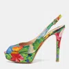 Gianvito Rossi Multicolor Fabric Platform Slingback Sandals In Multi
