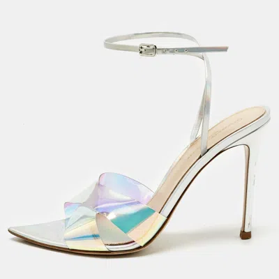 Pre-owned Gianvito Rossi Multicolor Iridescent Leather And Pvc Plexi Stark Sandals Size 38