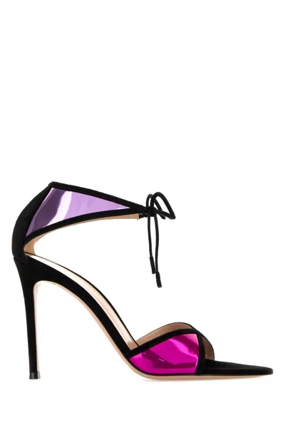 Gianvito Rossi Multicolor Leather Confetti Sandals In Black