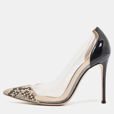 Pre-owned Gianvito Rossi Multicolor Python Leather And Pvc Plexi Pumps Size 38 In Black