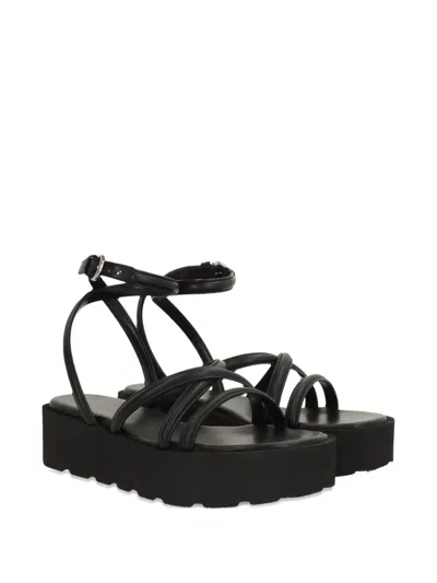 Gianvito Rossi Bekah Leather Platform Sandals In Black