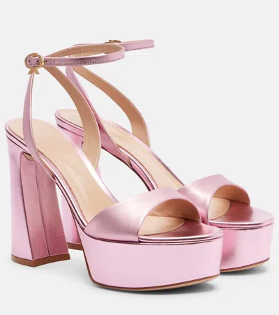 Gianvito Rossi Nancy 110 Leather Platform Sandals In Pink