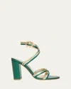 Gianvito Rossi Napa Leather Strappy Block-heel Sandals In Hunter