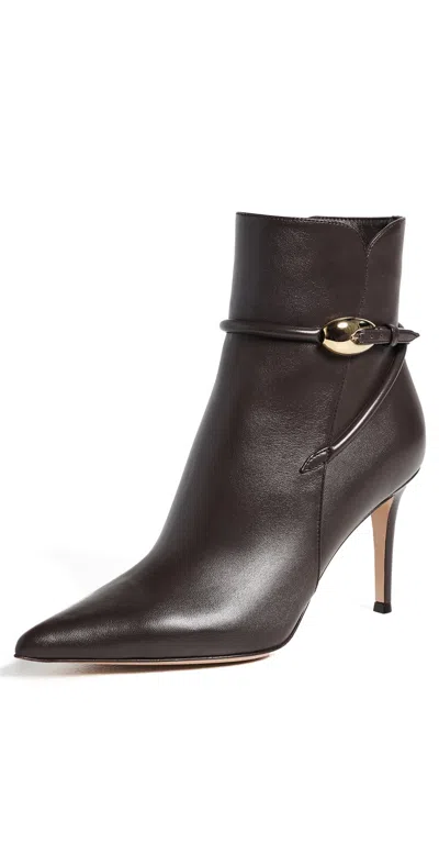 Gianvito Rossi Nappa Booties Moka In Brown