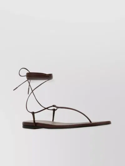 Gianvito Rossi Nappa Leather Gwyneth Thong Sandals In Brown
