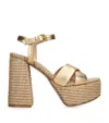 Gianvito Rossi Nappa-raffia Bebe Platform Sandals 70 In Gold