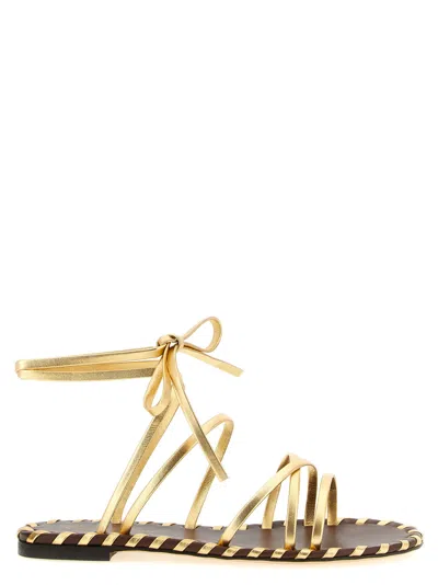 Gianvito Rossi Lace-up Metallic Leather Sandals In Gold