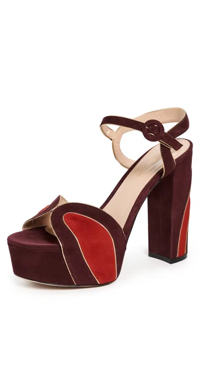Gianvito Rossi Nappa Silk Camoscio Heels Mekong/royale/rouge
