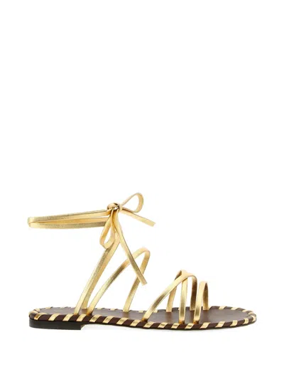 Gianvito Rossi Nappa Sandals Ankle Strap Flat Sole In Gold