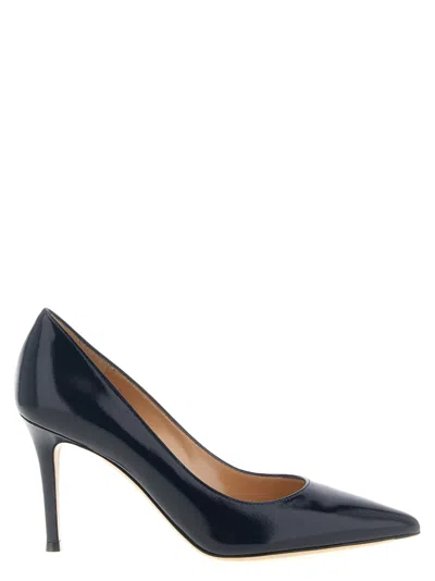 Gianvito Rossi Navy Blue Leather Heels