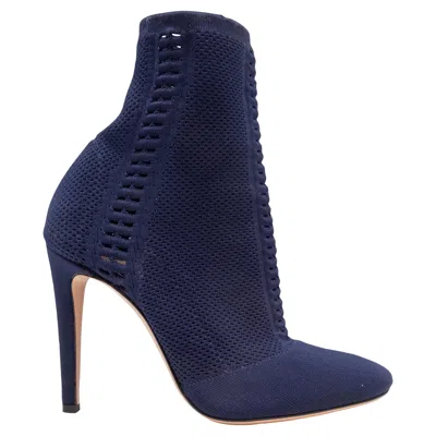 Pre-owned Gianvito Rossi Navy  Stretch Textiles Sock Boots In Blue