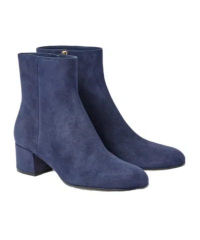 Gianvito Rossi Navy Suede Ankle Boots In Blue