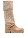 Gianvito Rossi Thurso Stretch Knit Mid-calf Boots In Desd - Desert+desert
