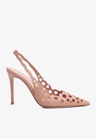 Gianvito Rossi Nikki 95 Laser-cut Leather Slingback Pumps In Multi
