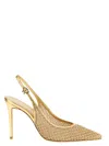 Gianvito Rossi Nikki Mesh Slingback Pumps Metallic Stiletto In Gold