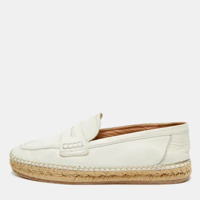 Pre-owned Gianvito Rossi No Style Size 37 Cream Leather Espadrille Loafers In White
