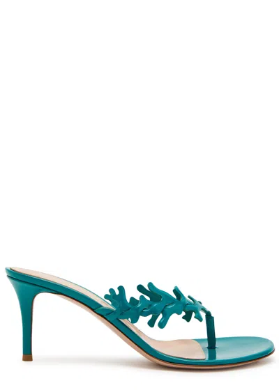 Gianvito Rossi Ocean 70 Patent Leather Thong Mules In Blue