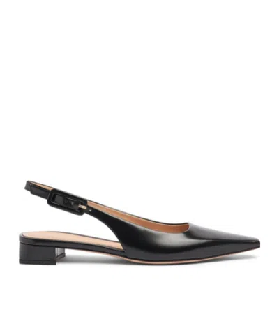 Gianvito Rossi Tokio Calfskin Slingback Ballerina Flats In Black