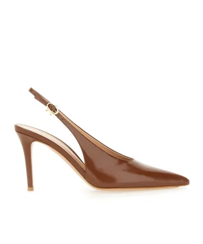 Gianvito Rossi Havana Patent Leather Slingback Pumps In Brown