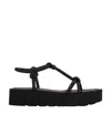 Gianvito Rossi Open Toe Flatform Leather Sandals In Black