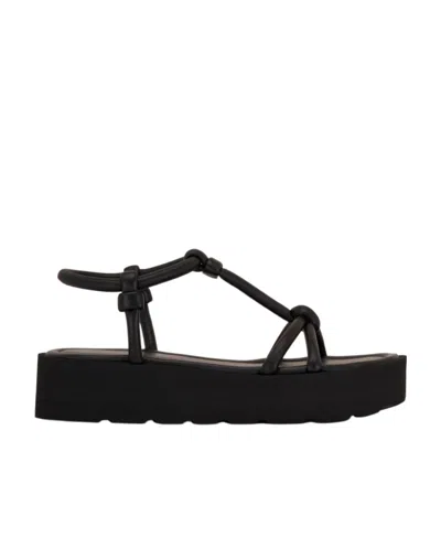 Gianvito Rossi Open Toe Flatform Leather Sandals In White