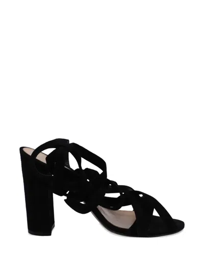 Pre-owned Gianvito Rossi Open-toe Heeled Sandals In Black