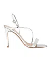 Gianvito Rossi Silver Solid Open Round Toe Heels In Animal Print