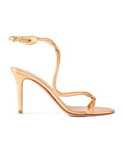 Gianvito Rossi Black Mamba 85 Metallic Leather Sandals In Gold