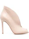 Gianvito Rossi Open Toe Leather Heel Ankle Boots