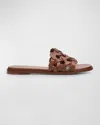 Gianvito Rossi Open Weave Leather Slide Sandals In Brown