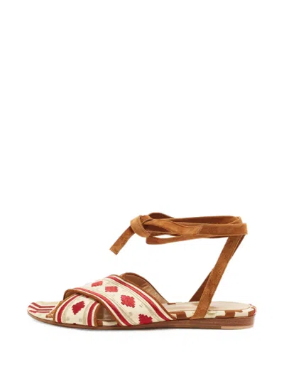 Pre-owned Gianvito Rossi Open-toe Ankle-tie Sandals In Neutral