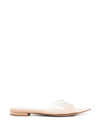 Gianvito Rossi Soft Front Band Plexi Sandal With See-through Effect In White