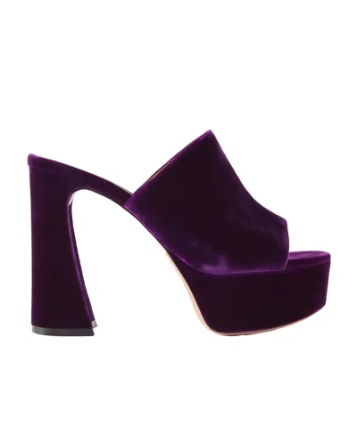 Gianvito Rossi Holly 70 Velvet Platform Mules In Purple