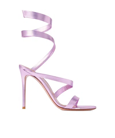 Gianvito Rossi Opera 105 Metallic Leather Sandals In Purple