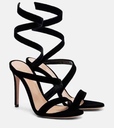Gianvito Rossi Opera 105 Velvet Sandals In Black