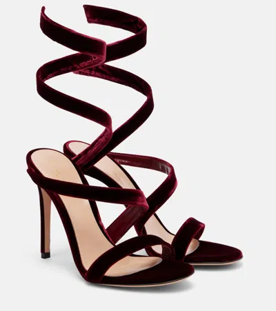 Gianvito Rossi Opera 105 Velvet Sandals In Red
