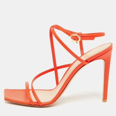 Pre-owned Gianvito Rossi Orange Leather Ankle Strap Size 40.5