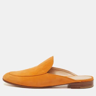 Pre-owned Gianvito Rossi Orange Suede Palau Mules Size 36