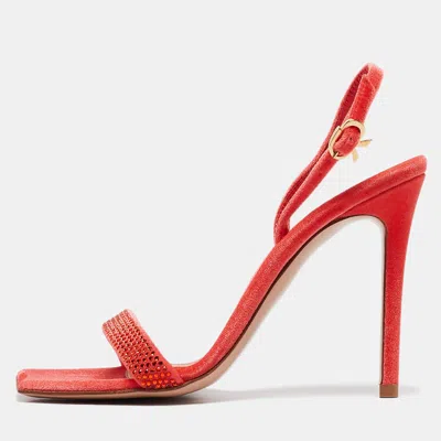 Pre-owned Gianvito Rossi Orange Velvet Britney Slingback Sandals Size 36