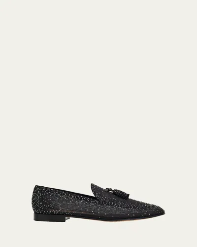 Gianvito Rossi Organza Crystal Loafers In Black