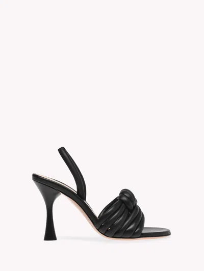 Gianvito Rossi Knotted Napa Stiletto Slide Sandals In Black Leather