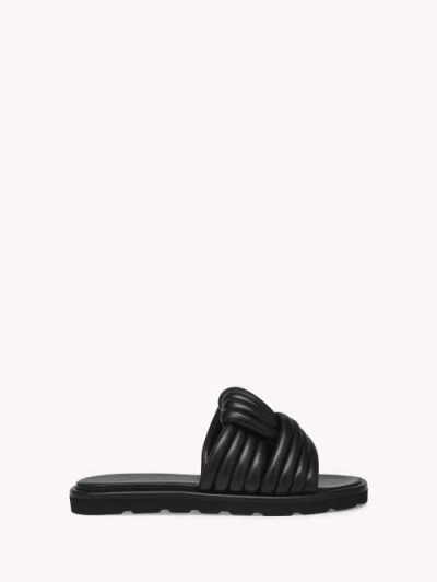 Gianvito Rossi Ottavia Twisted Leather Slides In Black