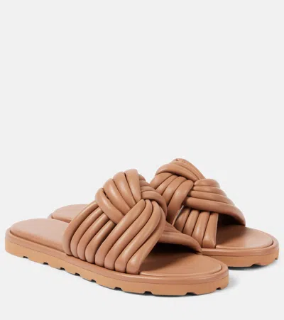 Gianvito Rossi Women Leather Flat Sandals In Animal Print
